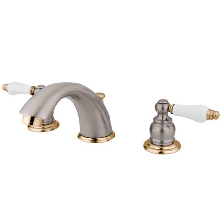 KINGSTON BRASS KB979B Widespread Bathroom Faucet, Brushed Nickel/Polished Brass KB979B